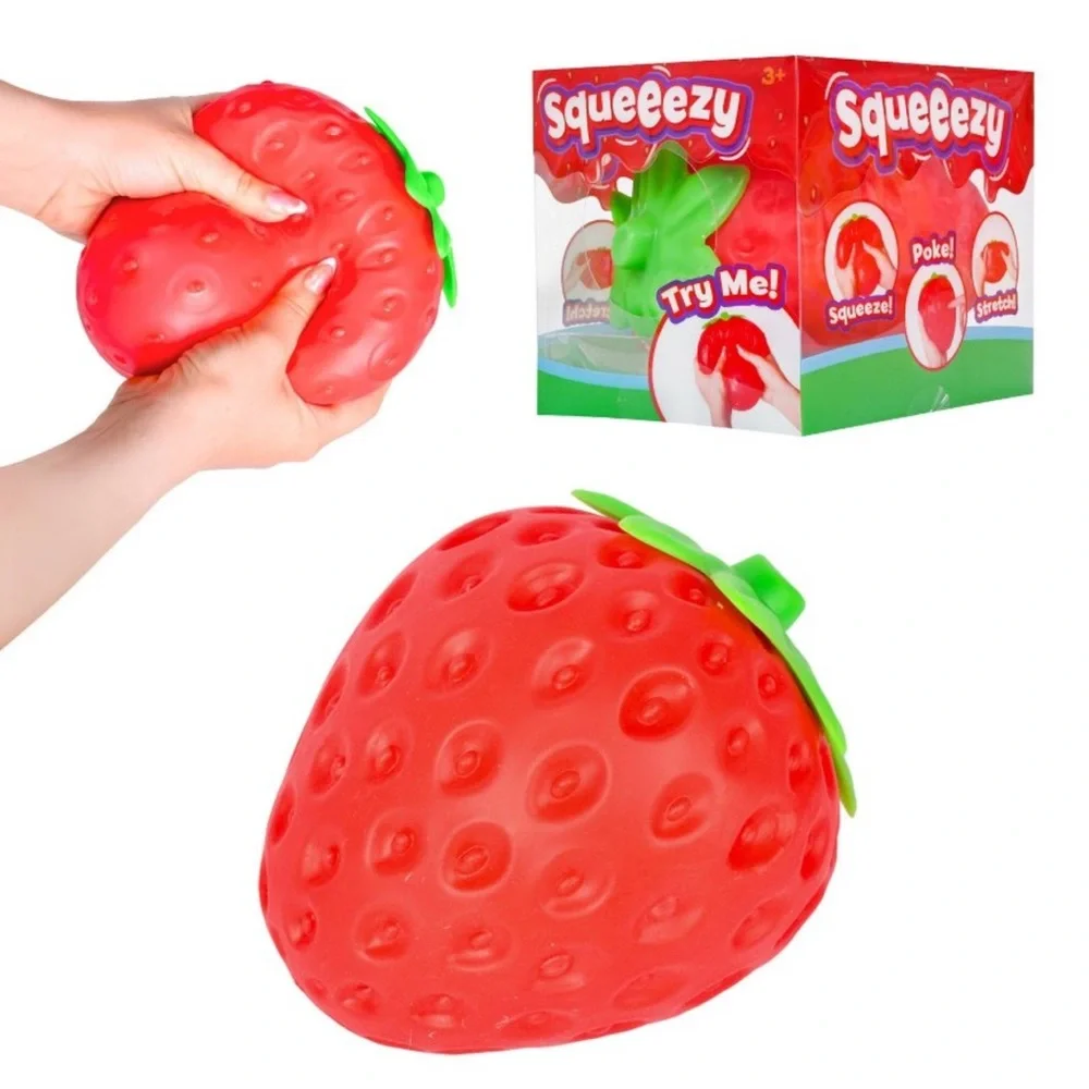 Jumbo SQUEEEZY STRAWBERRY 🍓 Squishy Sensory Fidget Toy Sunny Days NEW